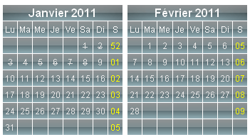 T�l�charger le mod�le de calendrier